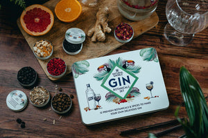 Natural & Noble DIY Gin Kit alongside Botanicals, Fresh Fruit and Infused Gin & Tonic